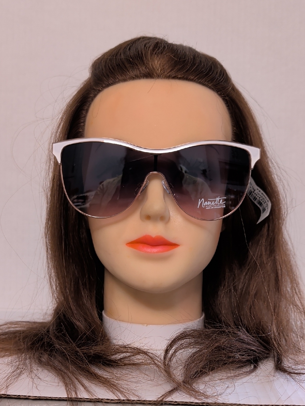 Nannette White Frame Sunglasses with Gradient Black Lenses